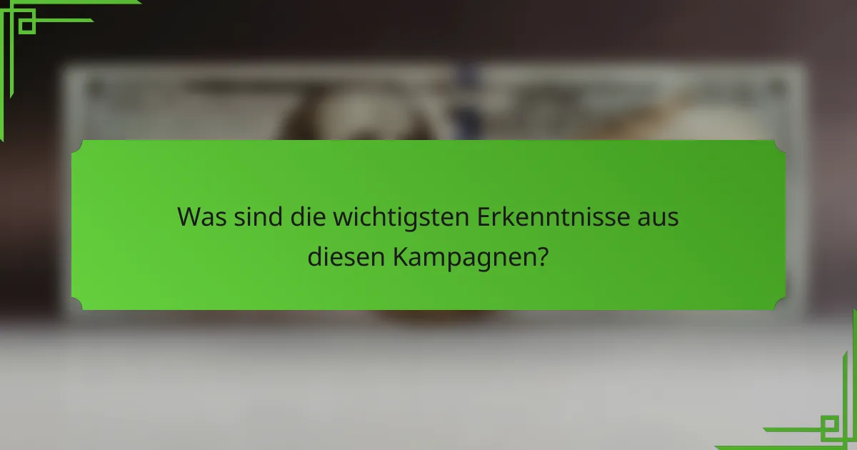 Was sind die wichtigsten Erkenntnisse aus diesen Kampagnen?