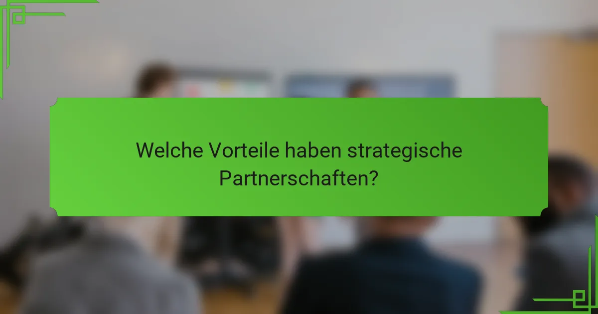 Welche Vorteile haben strategische Partnerschaften?