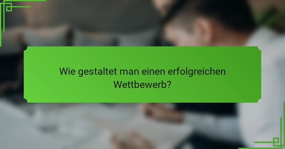 Wie gestaltet man einen erfolgreichen Wettbewerb?