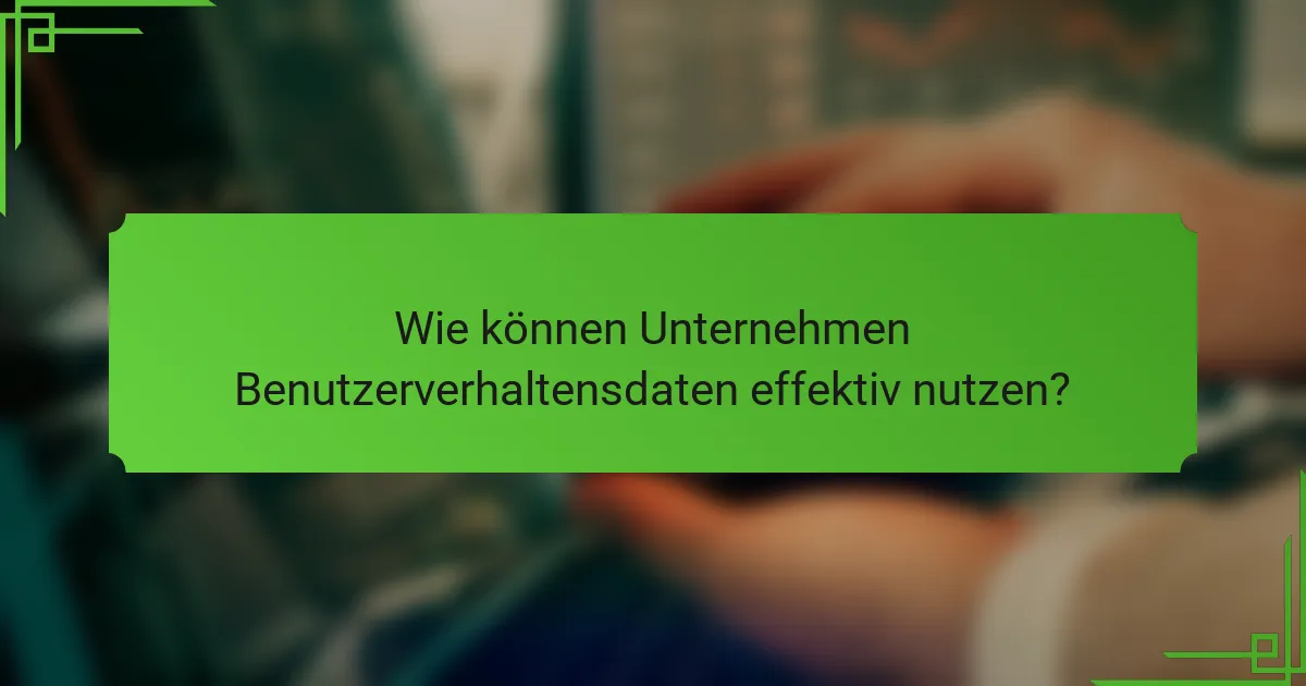 Wie können Unternehmen Benutzerverhaltensdaten effektiv nutzen?