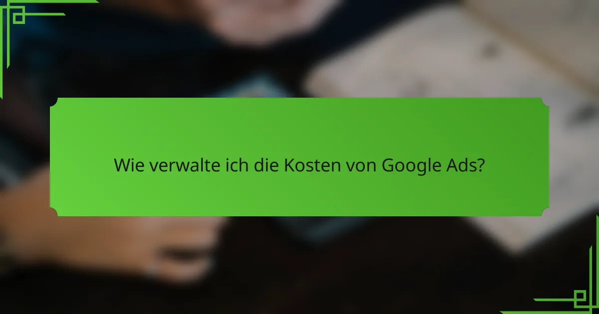 Wie verwalte ich die Kosten von Google Ads?